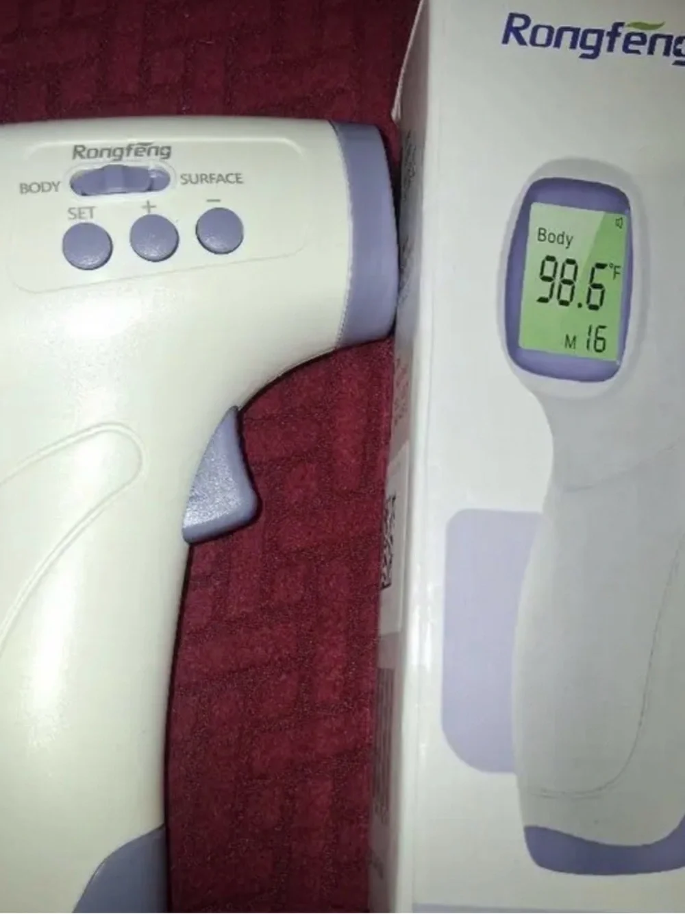 Non-Contact Forehead Thermometer Feature Graphic - Purple & White